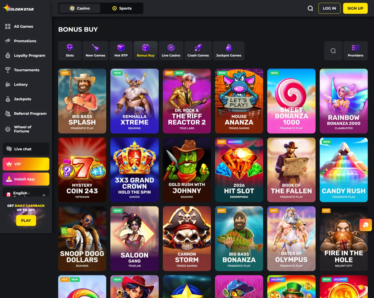 Bonus buy slots at Golden Star Casino