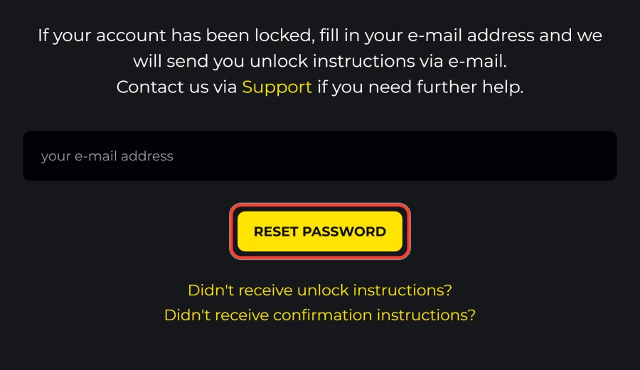 Reset Password button on the Golden Star recovery page